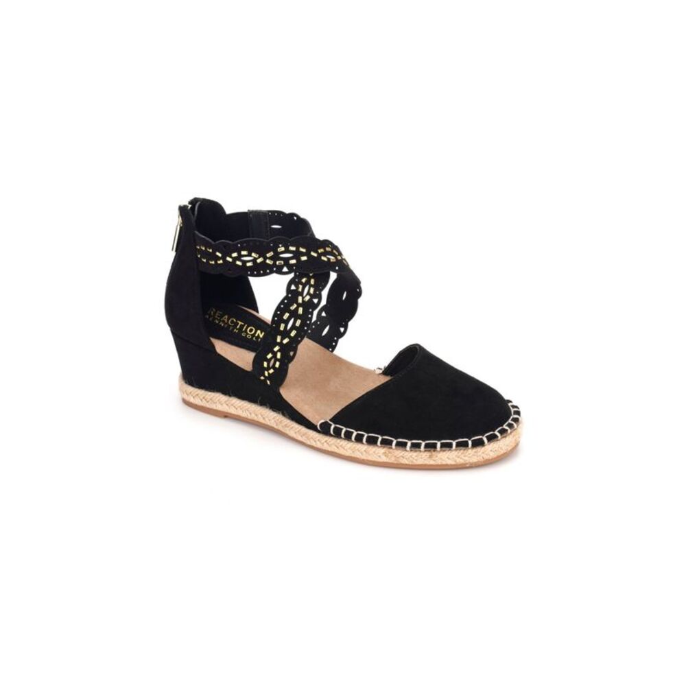 REACTION KENNETH COLE Womens Black Laser Cut Clo X Band Espadrille Shoes 7 M
